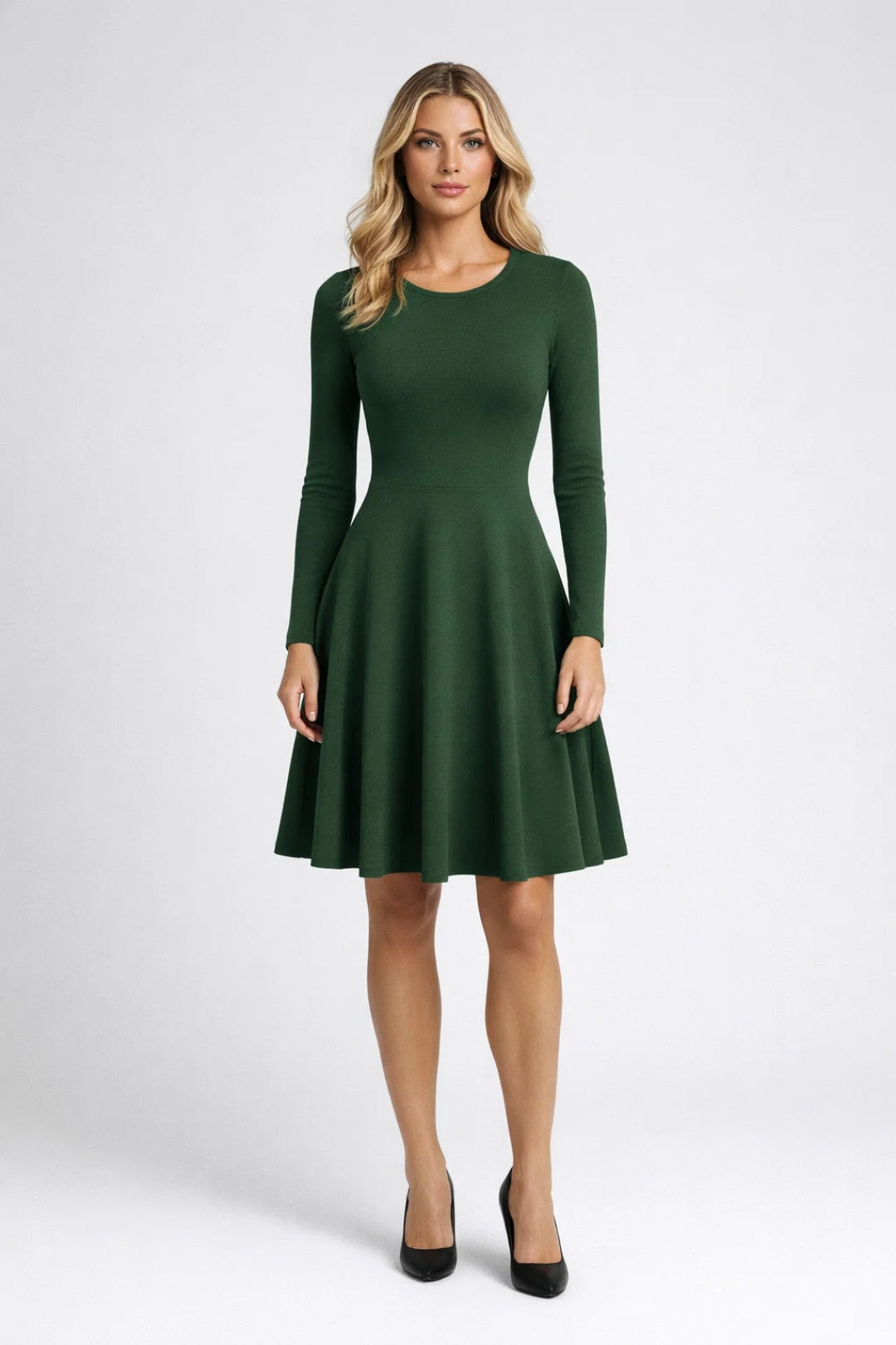 Dames Jurk | Elegant Midi | Lange Mouw | Herfst