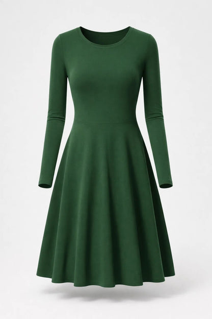 Dames Jurk | Elegant Midi | Lange Mouw | Herfst