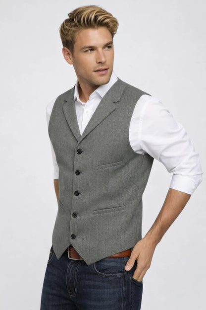 Gilet Heren - Formeel Pak Gilet met Revers en Knoopsluiting | Klassiek