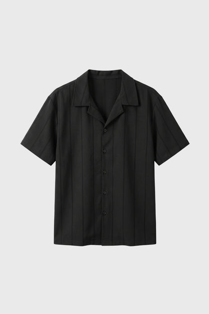 Overhemd Heren - Korte Mouwen met Verticale Plooien | Casual