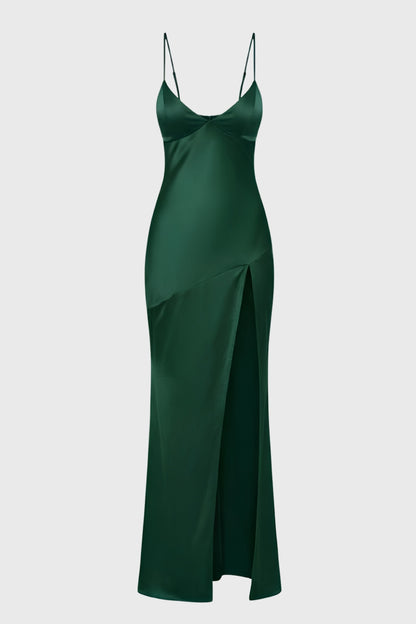 Maxi Jurk Dames - Elegant met Diepe V-hals | Split Detail