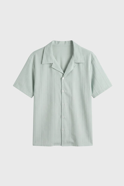 Overhemd Heren - Korte Mouwen met Verticale Plooien | Casual