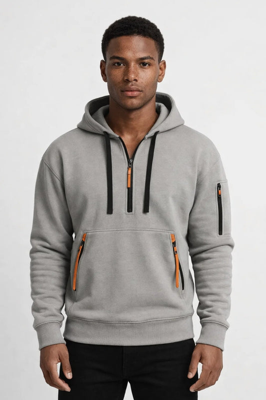 Hoodie Heren | Half Zip | Contrasterende Details | All-Season | Comfortabele pasvorm