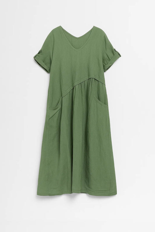 Midi Jurk Dames - Oversized met V-hals en Zakken | Casual