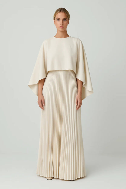 Plisséjurk | Vloeiend Silhouet met Cape-Mouwen | Tijdloze Elegantielaag