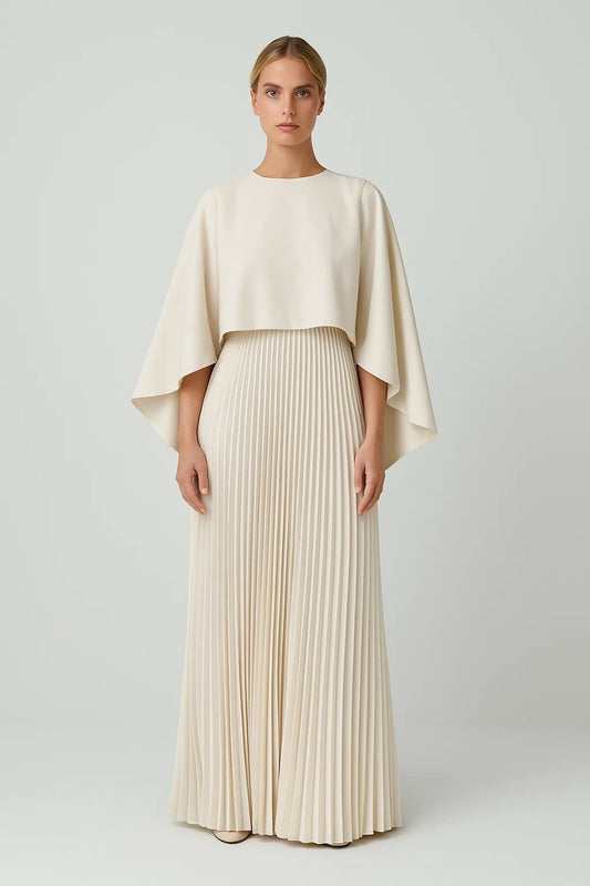 Plisséjurk | Vloeiend Silhouet met Cape-Mouwen | Tijdloze Elegantielaag