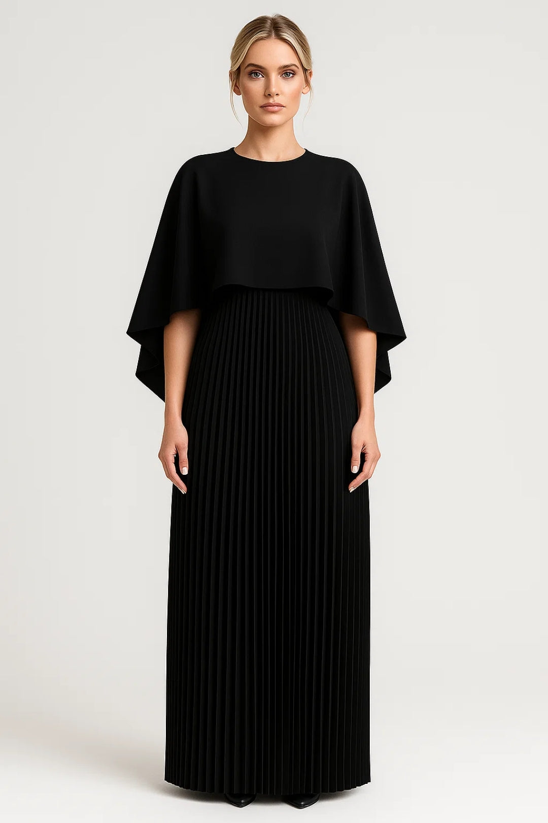 Plisséjurk | Vloeiend Silhouet met Cape-Mouwen | Tijdloze Elegantielaag