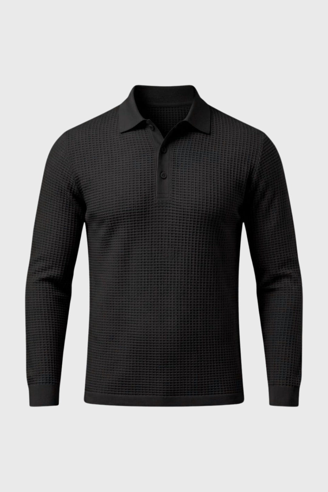 Polo Heren - Gebreid met Structuur en Lange Mouwen | Casual