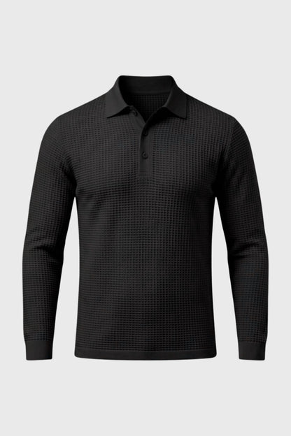 Polo Heren - Gebreid met Structuur en Lange Mouwen | Casual