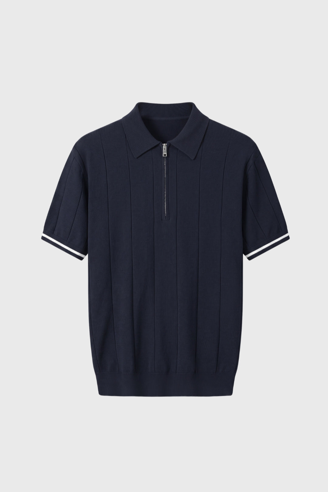 Polo Heren - Half Zip met Korte Mouwen Geribbeld | Casual