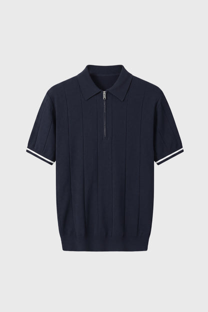 Polo Heren - Half Zip met Korte Mouwen Geribbeld | Casual
