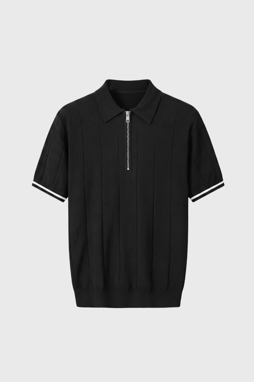 Polo Heren - Half Zip met Korte Mouwen Geribbeld | Casual