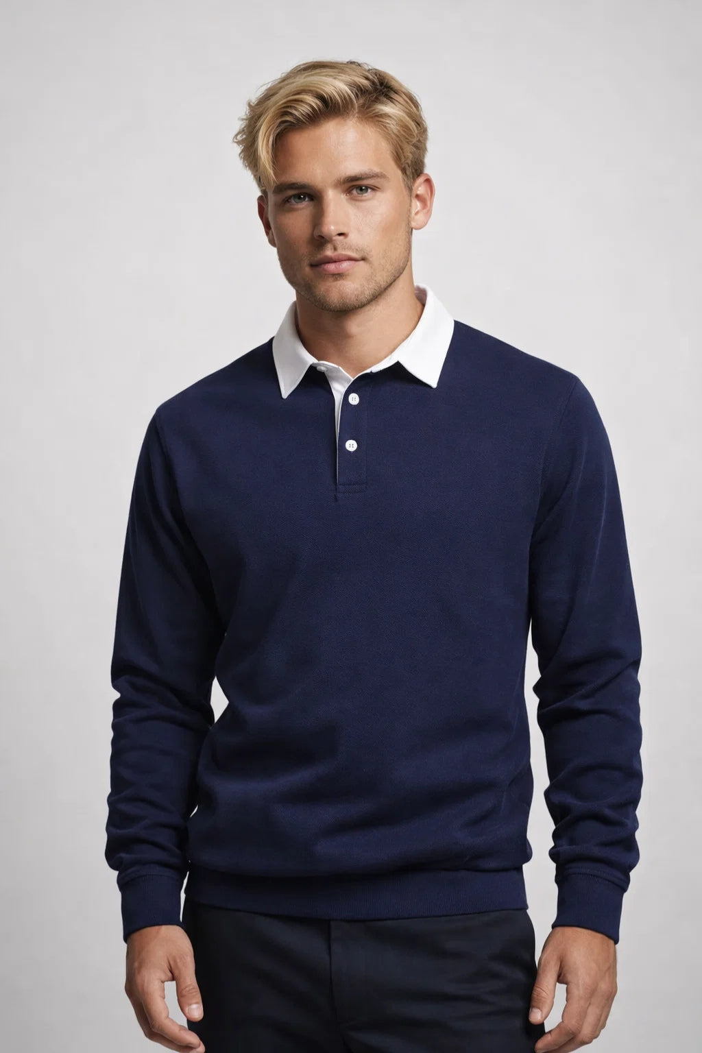 Polo Heren - Fijngebreid met Contrasterende Kraag | Casual