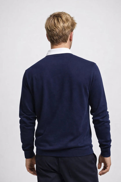 Polo Heren - Fijngebreid met Contrasterende Kraag | Casual