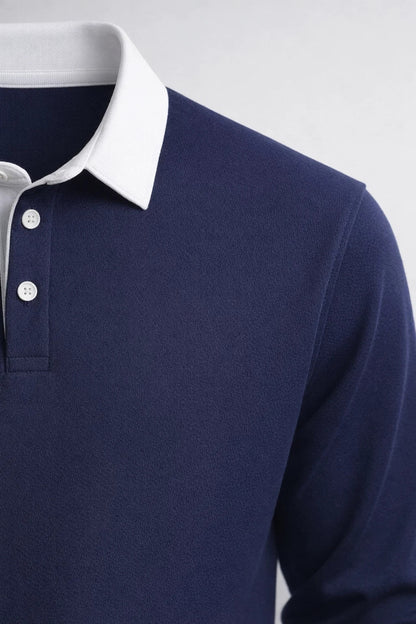 Polo Heren - Fijngebreid met Contrasterende Kraag | Casual