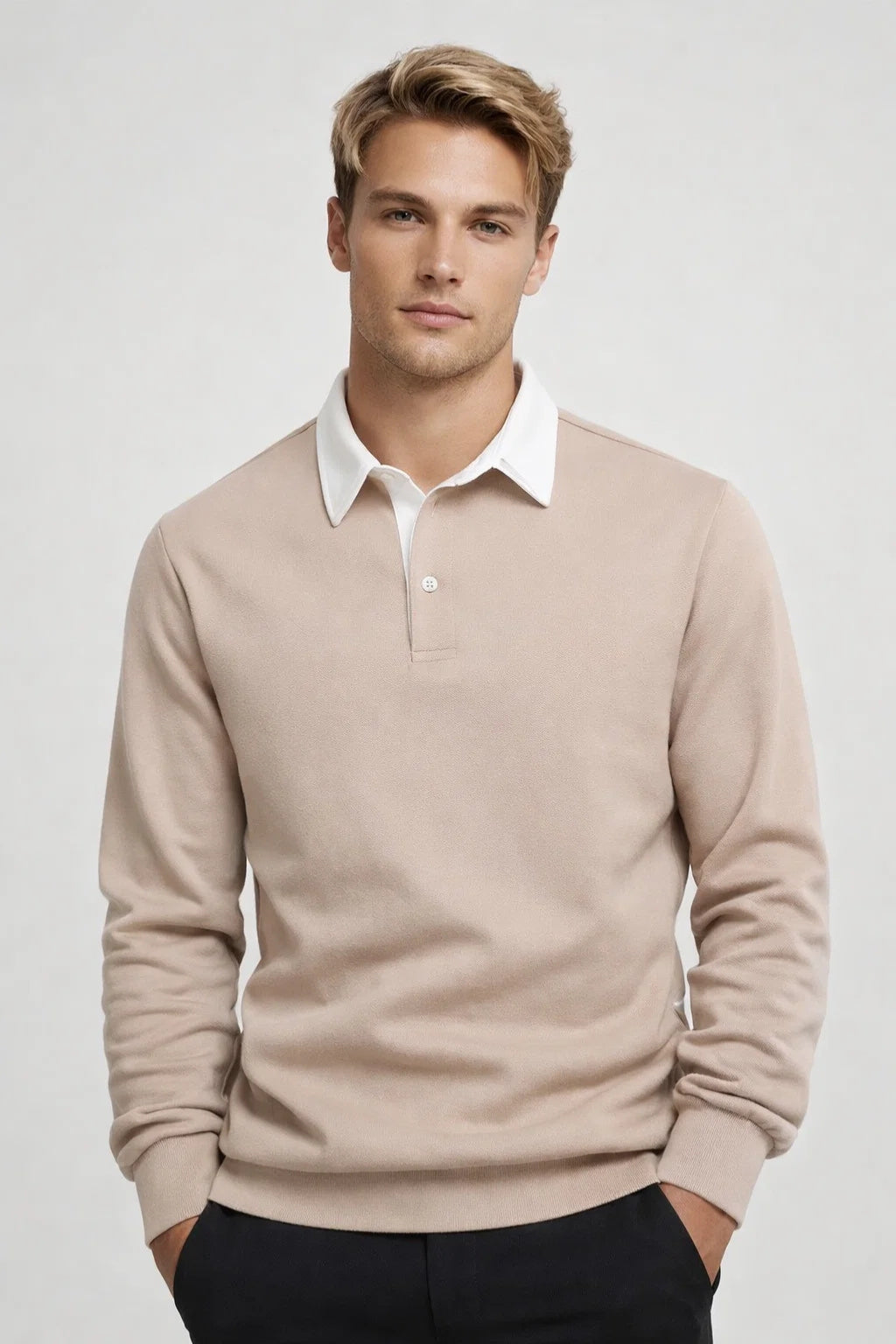 Polo Heren - Fijngebreid met Contrasterende Kraag | Casual