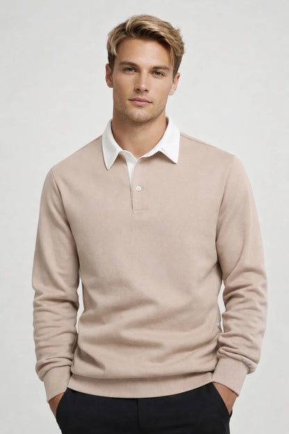 Polo Heren - Fijngebreid met Contrasterende Kraag | Casual