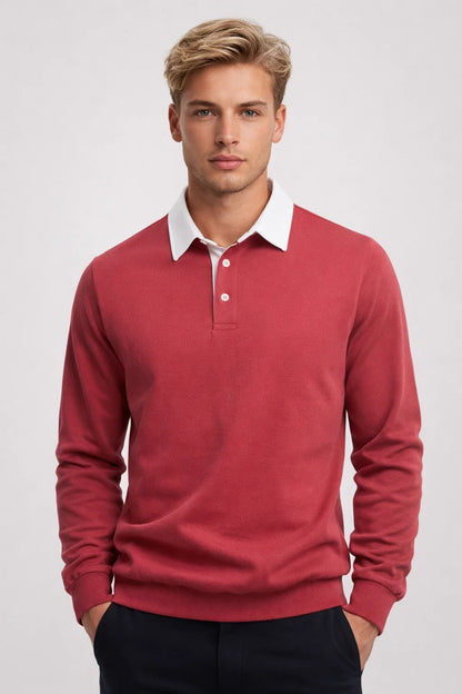 Polo Heren - Fijngebreid met Contrasterende Kraag | Casual