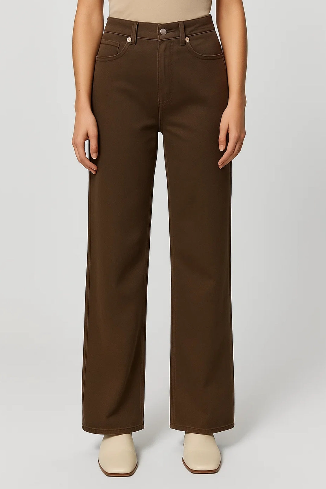Rechte Damesbroek | Hoge Taille met Vijf Zakdetails | Minimalistische Pasvorm