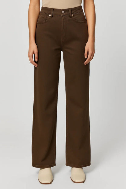 Rechte Damesbroek | Hoge Taille met Vijf Zakdetails | Minimalistische Pasvorm