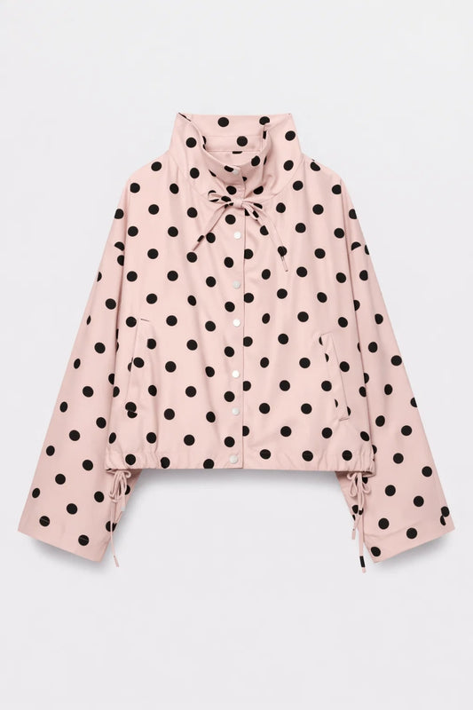 Regenjas Dames - Korte Stijlvolle Jas met Stippenprint