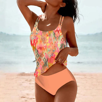 Roos - Boho Badpak Dames met Tankini Top en Etnische Print