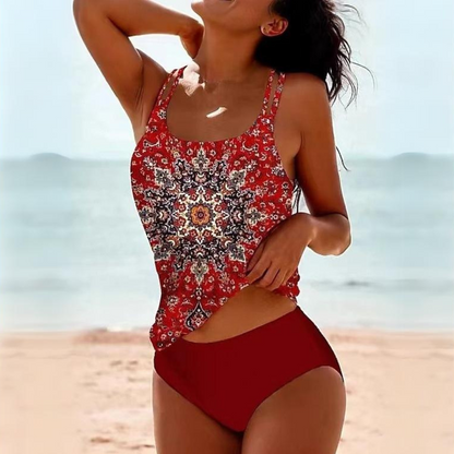 Roos - Boho Badpak Dames met Tankini Top en Etnische Print