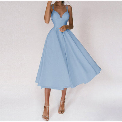 Roos - Chique Bruiloft Gastenjurk Dames met Sweetheart Hals en Uitwaaierende Rok