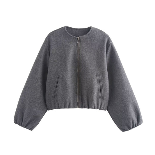Roos - Dames Bomberjack Cropped voor de Herfst met Elastische Boorden