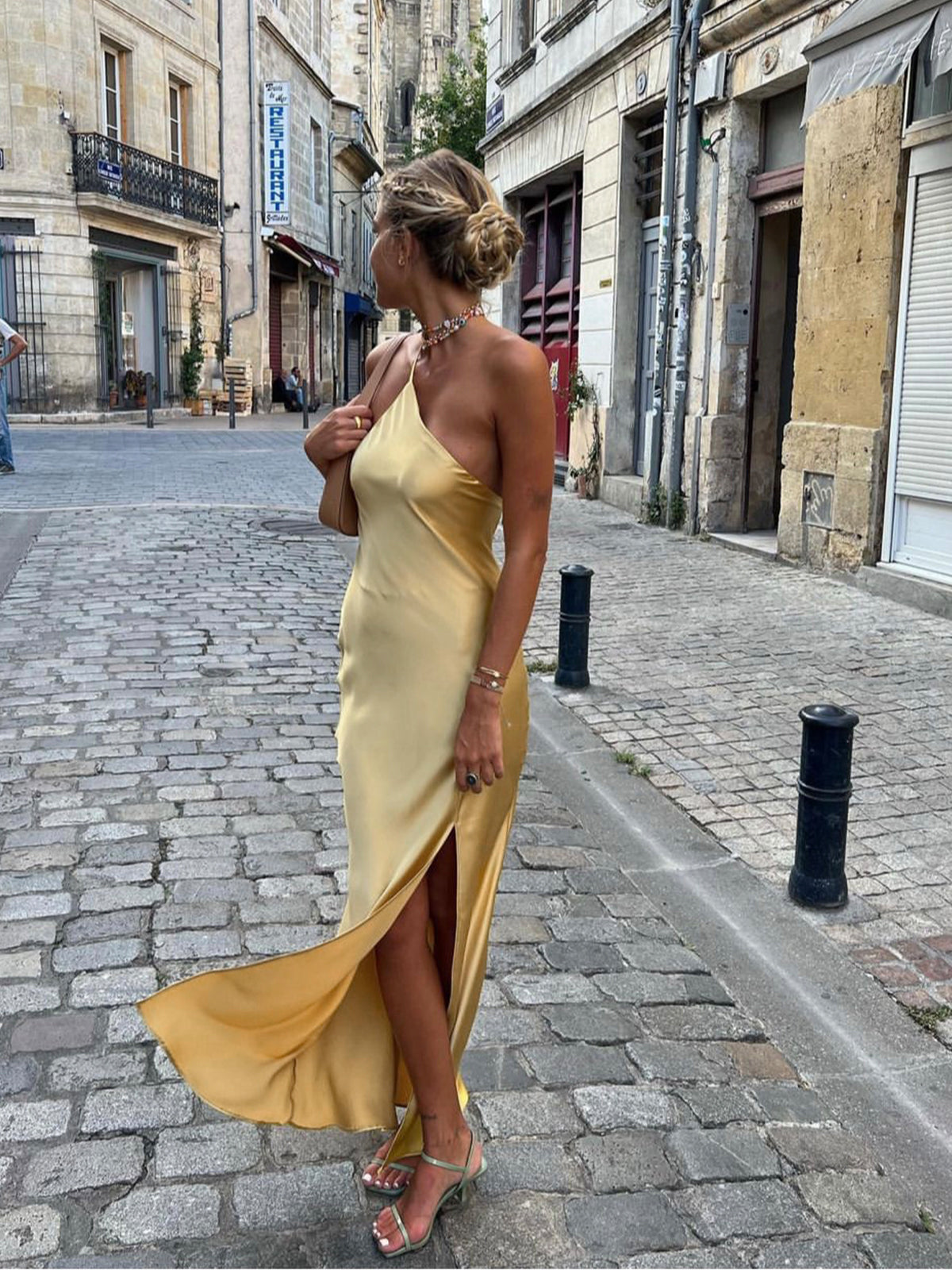 Roos - Elegante Bruiloft Gastenjurk Dames Maxi met One-Shoulder en Split