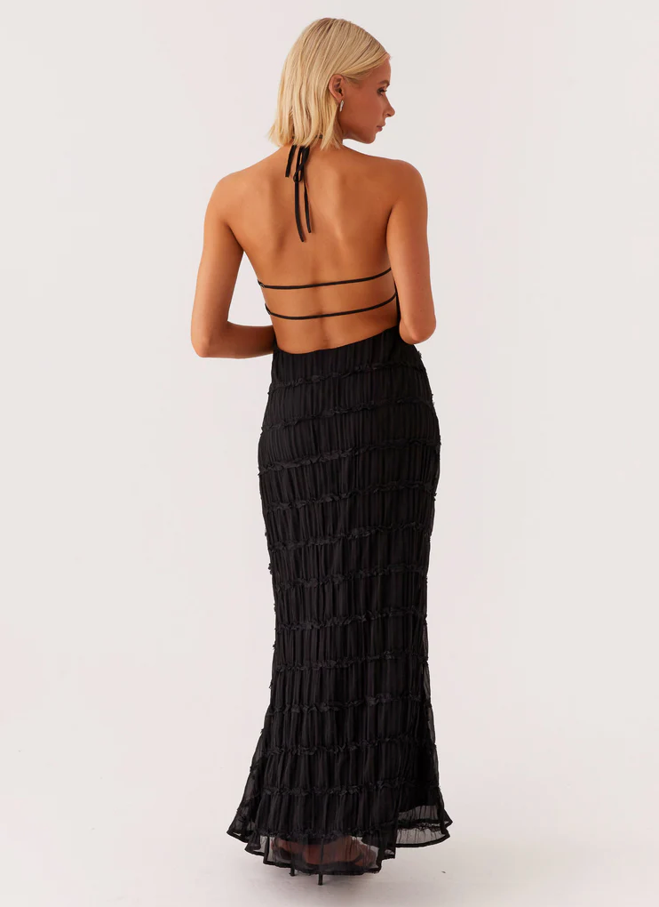 Roos - Elegante Bruiloft Gastenjurk Dames met Halterhals en Gestructureerde Textuur