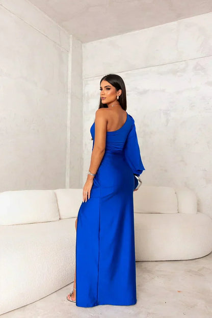 Roos - Elegante Bruiloft Gastenjurk Dames met One-Shoulder en Gedraaide Taille
