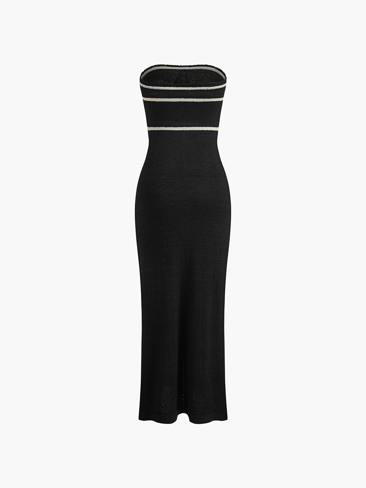 Roos - Stijlvolle Bruiloft Gastenjurk Dames Strapless met Contrastbies en Striksluiting