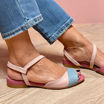 Roos - Stijlvolle Comfort Sandalen Dames met Enkelband en Kleurblok Design