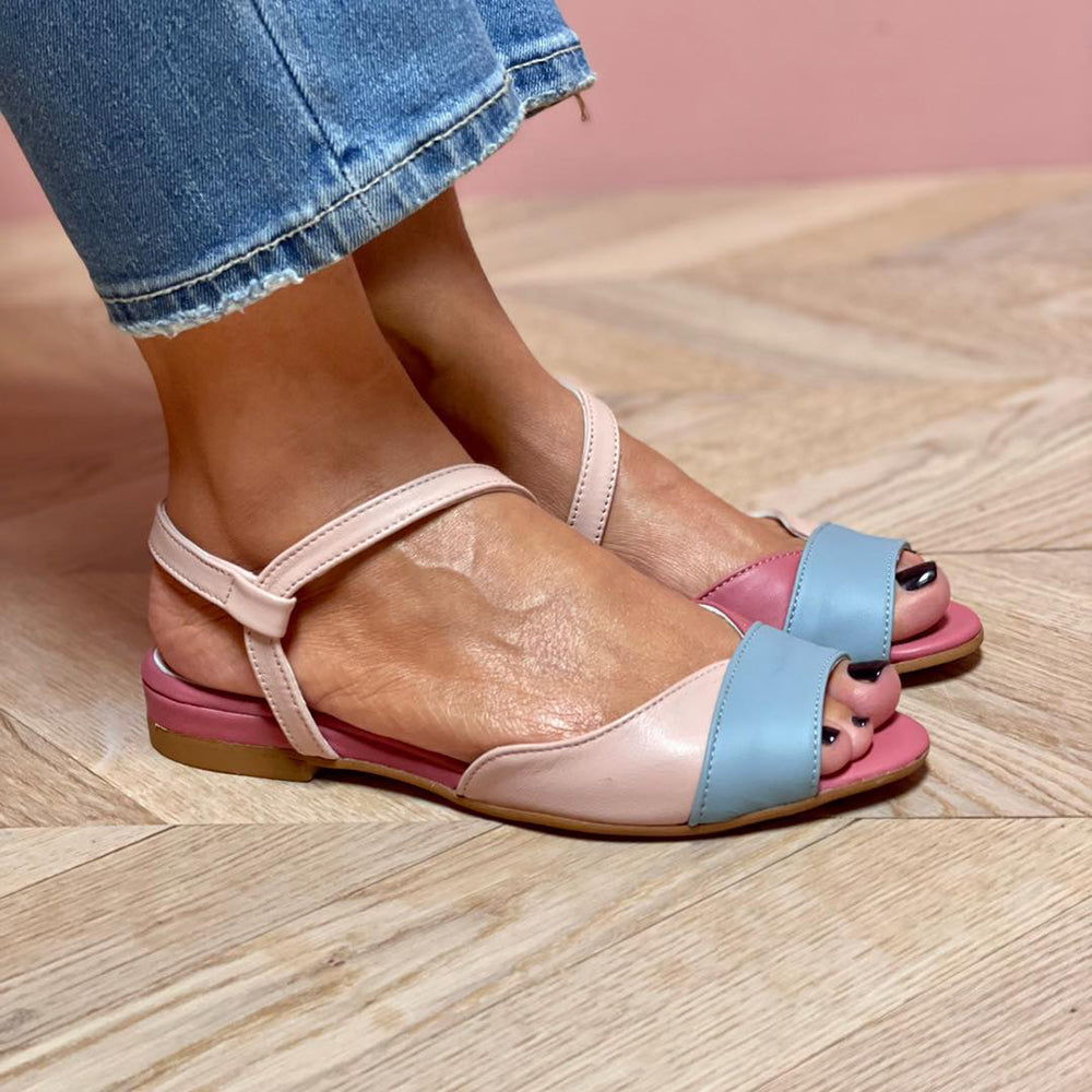 Roos - Stijlvolle Comfort Sandalen Dames met Enkelband en Kleurblok Design