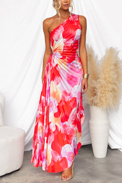 Roos - Vrolijke Zomerjurk Dames met V-hals en Geplooide Maxi Rok