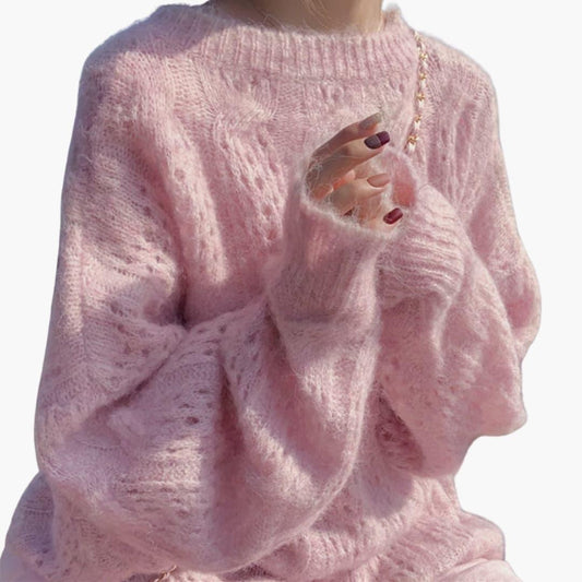 Roos - Wintertrui dames gebreid oversized en warm met lange mouw