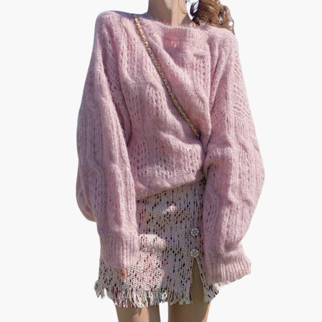 Roos - Wintertrui dames gebreid oversized en warm met lange mouw