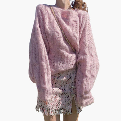 Roos - Wintertrui dames gebreid oversized en warm met lange mouw