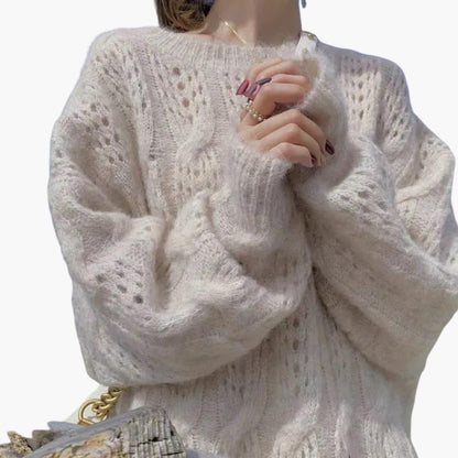 Roos - Wintertrui dames gebreid oversized en warm met lange mouw