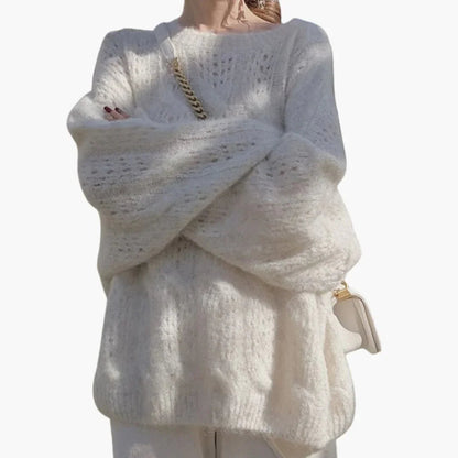 Roos - Wintertrui dames gebreid oversized en warm met lange mouw