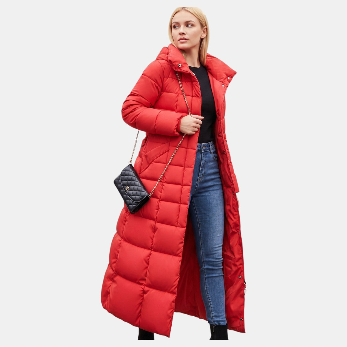 Saar - Puffer winterjas dames extra lang en warm met grote capuchon