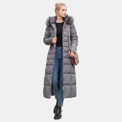 Saar - Puffer winterjas dames extra lang en warm met grote capuchon