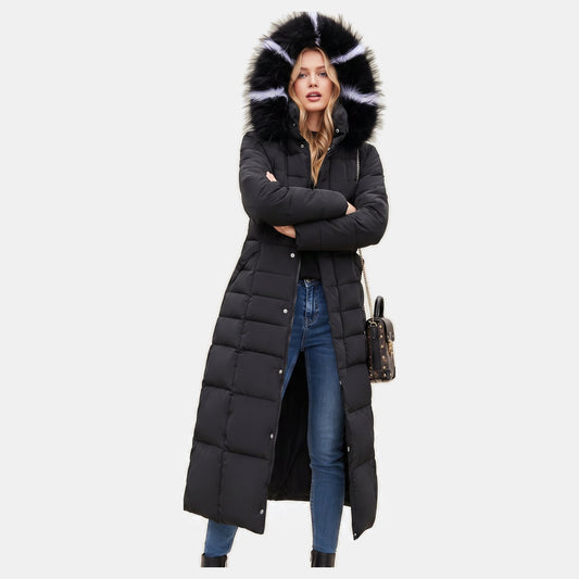 Saar - Puffer winterjas dames extra lang en warm met grote capuchon