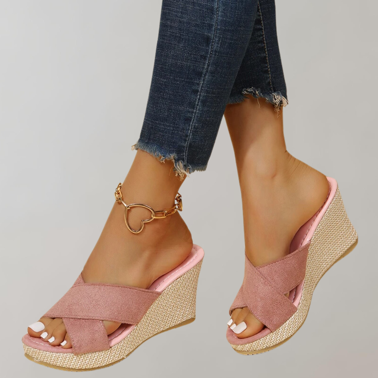Tess - Orthopedische Sleehak Sandalen Dames met Gekruiste Band en Open Teen