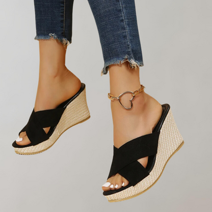 Tess - Orthopedische Sleehak Sandalen Dames met Gekruiste Band en Open Teen