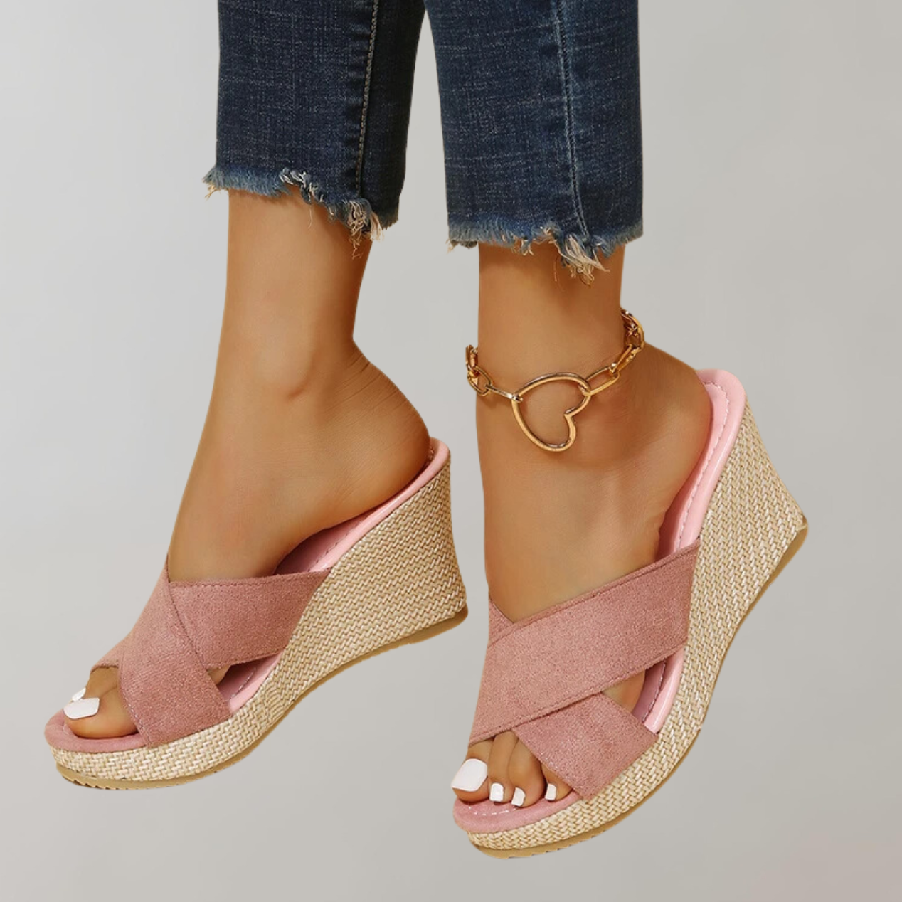 Tess - Orthopedische Sleehak Sandalen Dames met Gekruiste Band en Open Teen