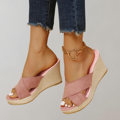 Tess - Orthopedische Sleehak Sandalen Dames met Gekruiste Band en Open Teen