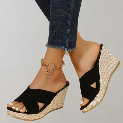 Tess - Orthopedische Sleehak Sandalen Dames met Gekruiste Band en Open Teen