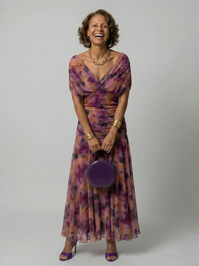 Saar - Vintage Zomerjurk Dames met Schoudervrije Hals en Getailleerde Taille